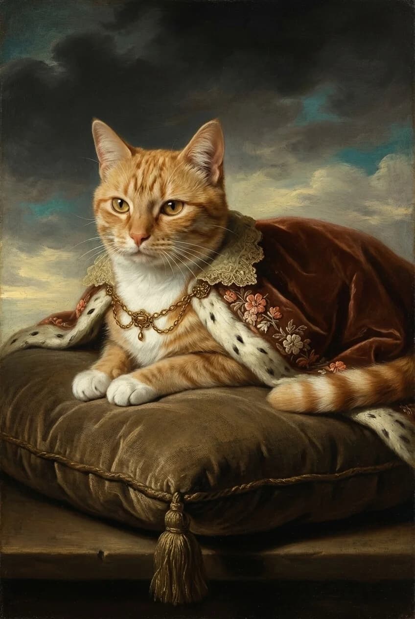 Oil painting portrait of cat